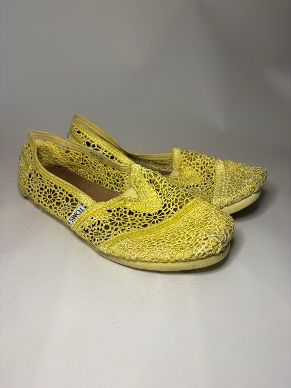 TOMS Alpargata Crochet Yellow‎ Flats Size 8.5